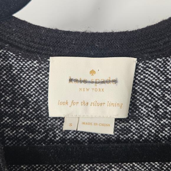 Kate Spade Black White Out West Mod Plaid Sweater Dress S - Picture 6 of 10